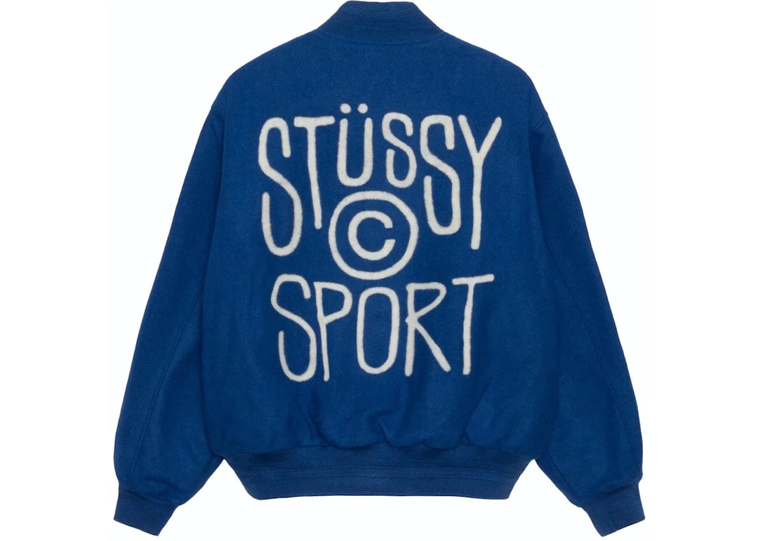 Stussy Sport Melton Varsity Jacket Royal