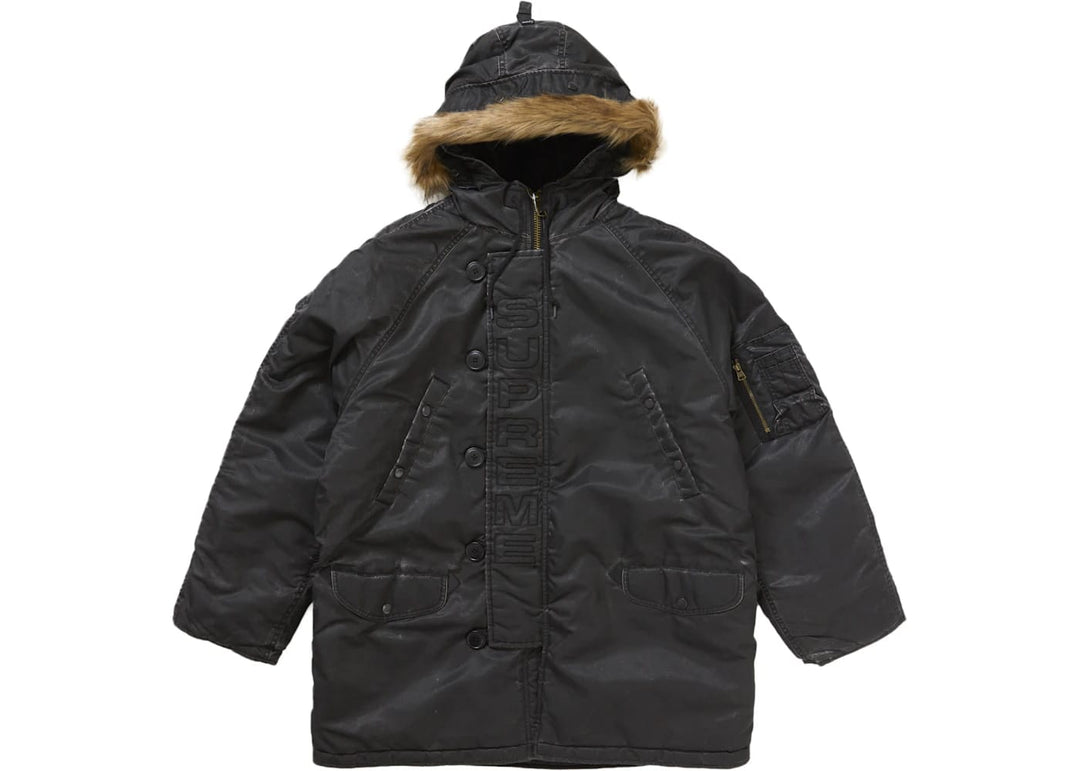 Supreme Washed Flight Satin N-3B Parka Black