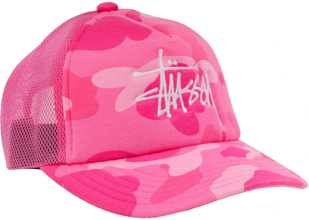 BAPE x Stussy Trucker Cap Pink