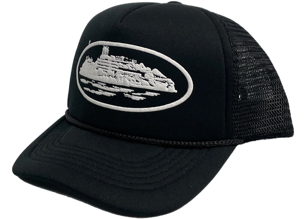 Corteiz Alcatraz Premium Puff Print Trucker Hat Black