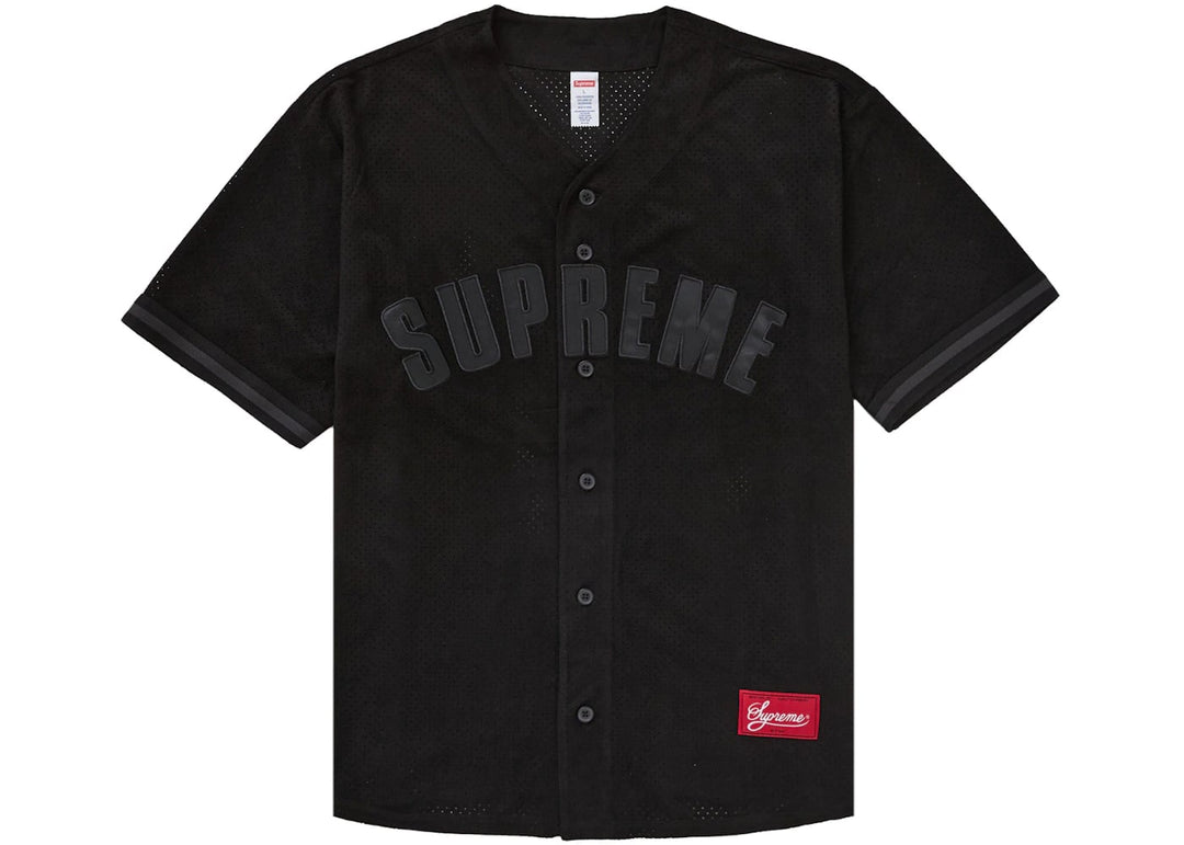 Supreme Ultrasuede Mesh Baseball Jersey Black