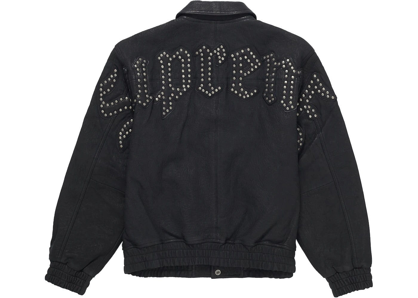 Supreme Pebbled Leather Varsity Jacket Black