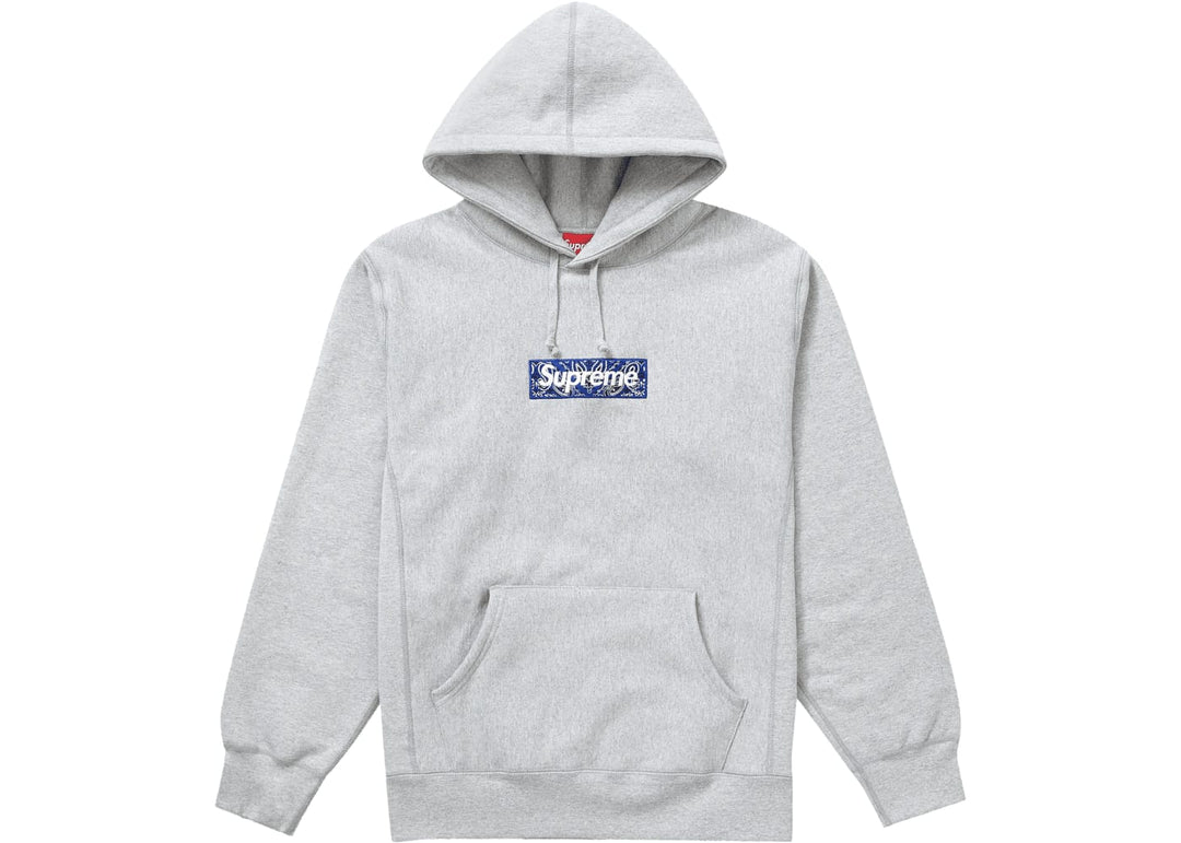 Supreme Bandana Box Logo Hooded Sweatshirt Heather Grey